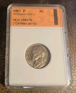 1967 P Jefferson Nickel SGS Sms7