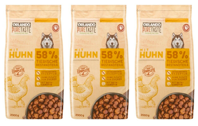 3x 2000g (6kg) ORLANDO Hundetrockennahrung mit Huhn - fr erwachsene Hunde  online kaufen | eBay.de