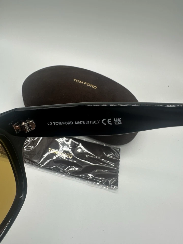 TOM FORD TF 1280 Caine-02 Sunglasses 01E Black/Yellow lenses 53 New - Image 2 of 4