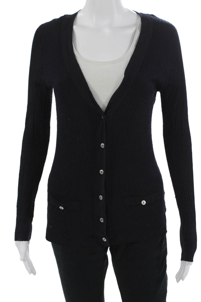 Zara Womens Cardigan Dark Blue V Neck Button Long Sleeve Size MFree Shipping in US $100+ Orders | $6.95 Orders Below