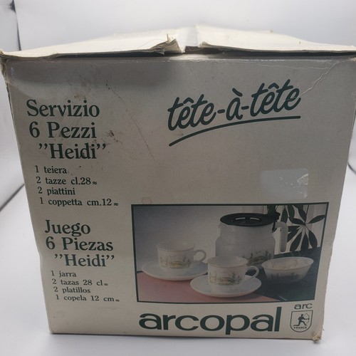 Arcopal France Coffee Pot 2 X Cups & Saucers, Sugar Bowl 1960/1970's Heidi Boxed - Picture 2 of 17