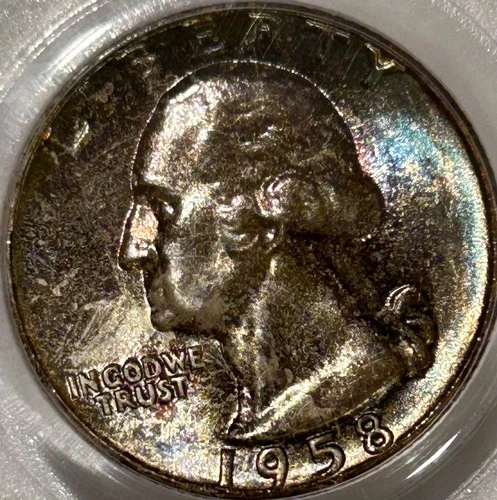 1958 P Washington Silver Quarter PCGS MS66 Nicely Toned