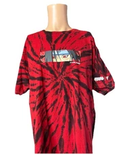 Naruto HYPLAND Itachi Eyes Box Logo Tie Dye Red & Black Anime Shirt Size XL Mens