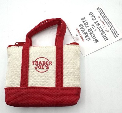 2025 TRADER JOE'S (RED) Micro Zip Canvas Tote With Grocery  Bag Inside 