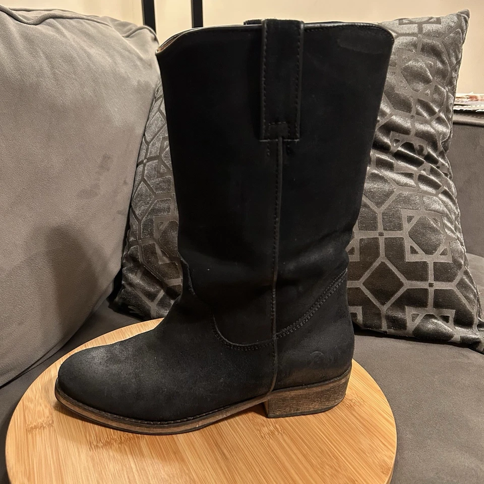 Botas occidentales Bronx Pull On cuero negro nobuck para mujer talla US 9 EU 40 Foto 4 de 4