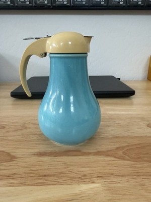 Fiestaware Turquoise Syrup Pitcher Vintage Dripcut Lid Excellent Condition!!