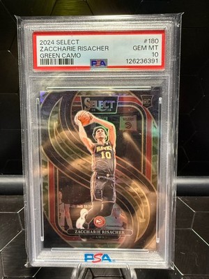 2024-25 Panini Select #180 Zaccharie Risacher Green Camo PSA 10