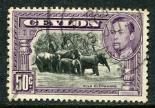 Ceylon 1938-48 50c perf 13x11½ SG 394 used (cat. £50) 'A'