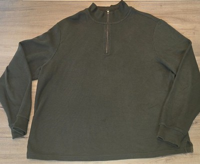 LL Bean Men's Green Solid Cotton Full Zip Sweater FZ XL Regular