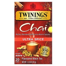 Flavored Black Tea, Chai, Ultra Spice , 20 Tea Bags, 1.41 oz 40 g