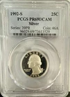 1992-S Washington Quarter PCGS PR69DCAM 90% SILVER Blue Label