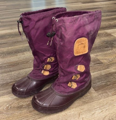 Sorel Snowlion Womens Sz 9 Snow Boot Insulated Waterproof Purple Maroon Tall
