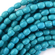 8mm - 9mm blue turquoise barrel beads 15" strand 7x9mm