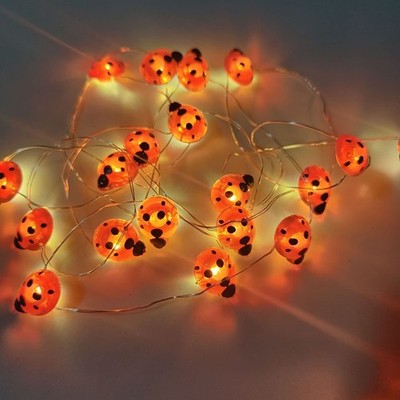 keeda Ladybird String Lights, 9.8ft 30 LED Ladybug Fairy Lights Battery Red 