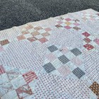 Vintage Handmade Patchwork Quilt Pink White Floral Cotton Bedspread 77x65 — photo 4