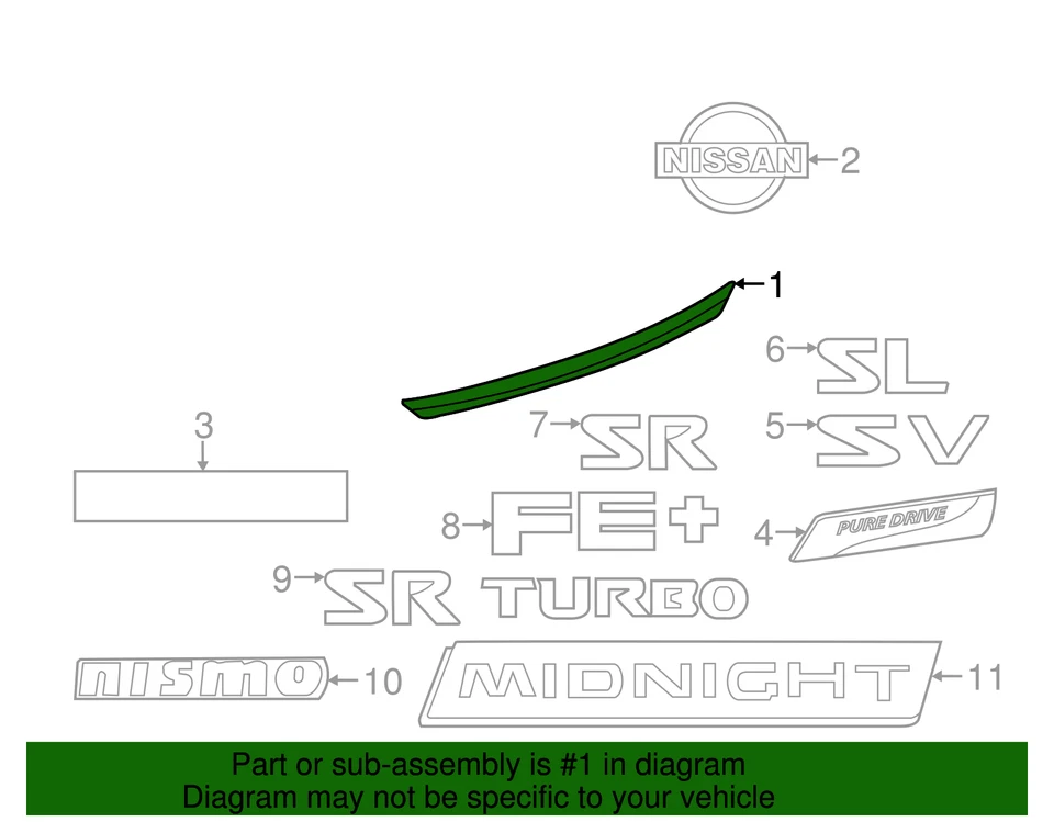 Nissan Sentra 2013-2017 genuino - moldura de licencia 84810-4AF0A Foto 2 de 2