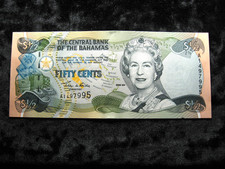 UNC old world currency note BAHAMAS 50 cents 2001 P68 "Sister Sarah"