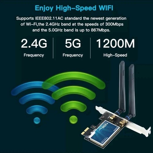 FV-AC1200 PCI-E Network Card 2.4G/5GHz Wireless Bluetooth Adapter for Windows PC - Picture 4 of 6