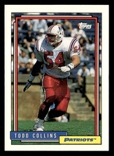 Todd Collins 1992 Topps Rookie Card #662 New England Patriots. rookie card picture