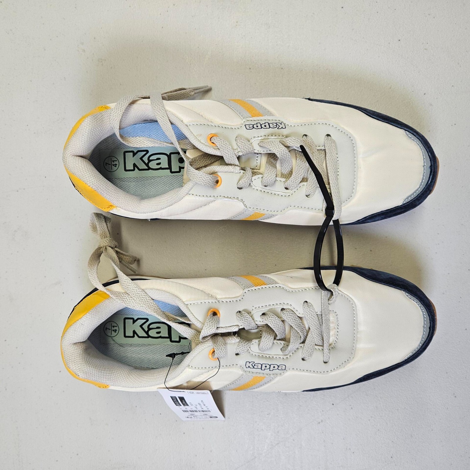 Kappa DR Trainer Beige Navy Yellow UK 7 EU 41 Unisex Retro Trainers image 2