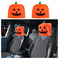 IHOTDER 2PCS Halloween Pumpkin Car Headrest Covers Universal
