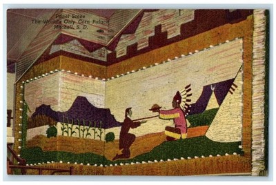 1958 World Corn Palace Panel Painting Mitchell South Dakota SD Vintage Postcard