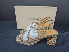 Donald Pliner Vasta Stacked Heel Crisscross Strappy Sandal US Size 8 Leopard