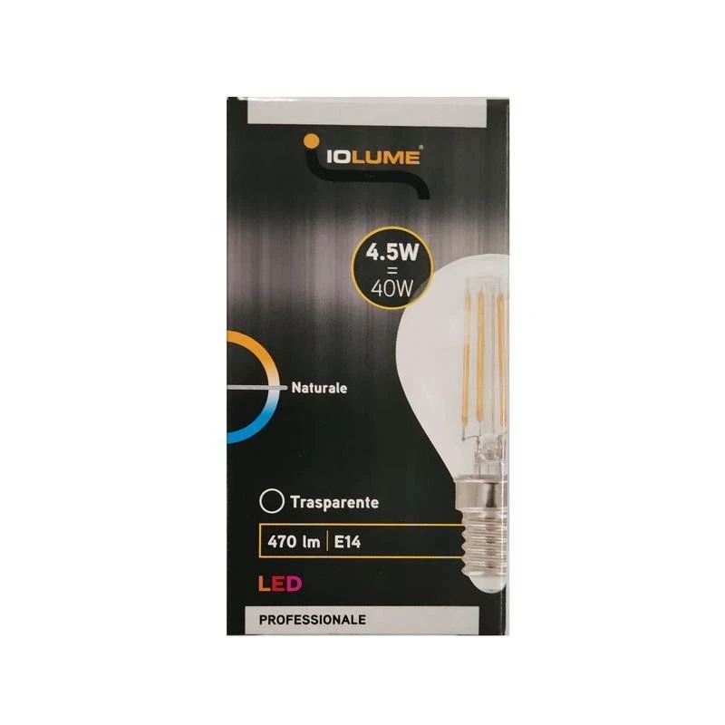 LAMPADINA A LED E14 IOLUME 4,5 W, 4000K, 470 LM, LUCE NATURALE, MCI IO130402 - Immagine 2 di 4