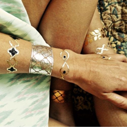Temporaire Flash Tatouage Classique Or Argent 6 Pièces Bracelet Chaîne Neuf Wow