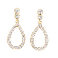 Womens Sterling Silver CZ Teardrop Dangle Earrings Push Back Stud Classy EPR 117