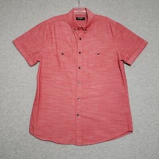 Express Shirt Men's Size M Light Red Short Sleeve Button Up Front Pockets