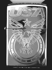 Zippo Windproof Engraved Eagle & USA, Patriotic Lighter, 25002, New In Box
