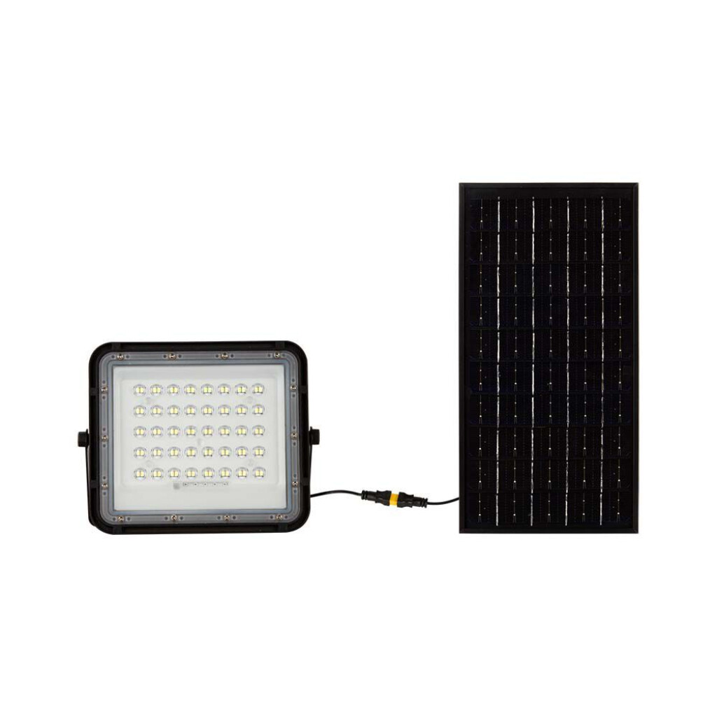 1 pz 10W LED Solar Floodlight 6400K Replaceable Battery 3m Wire Black Body