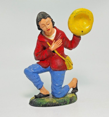 Vintage Nativity Creche Figure Kneeling Shephard with Hat  Composition Italy