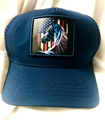 Asvance rugged American Flag style horse, Men Trucker Hat with adjustable strap