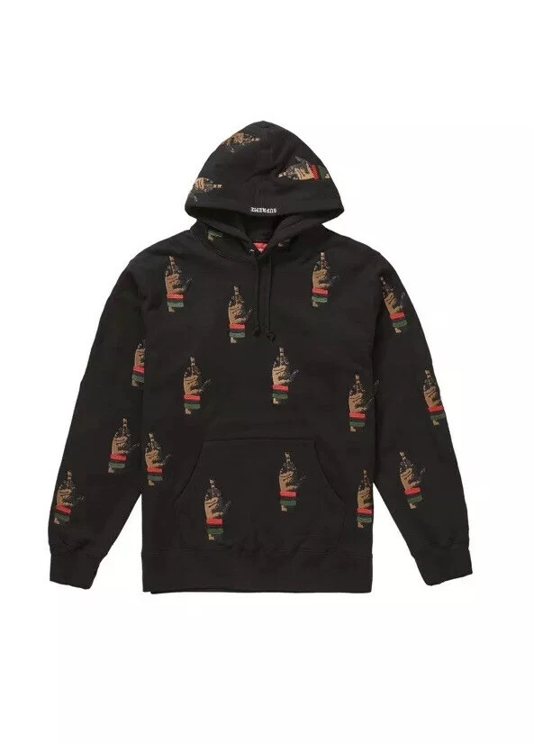 Sweat à capuche brodé noir Supreme FW19 Dead Prez RBG taille petite boîte logo Bogo