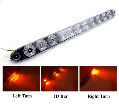Tecniq 15'' Low Profile ID Bar/Third Brake Red Light Clear Lens Trailer Truck