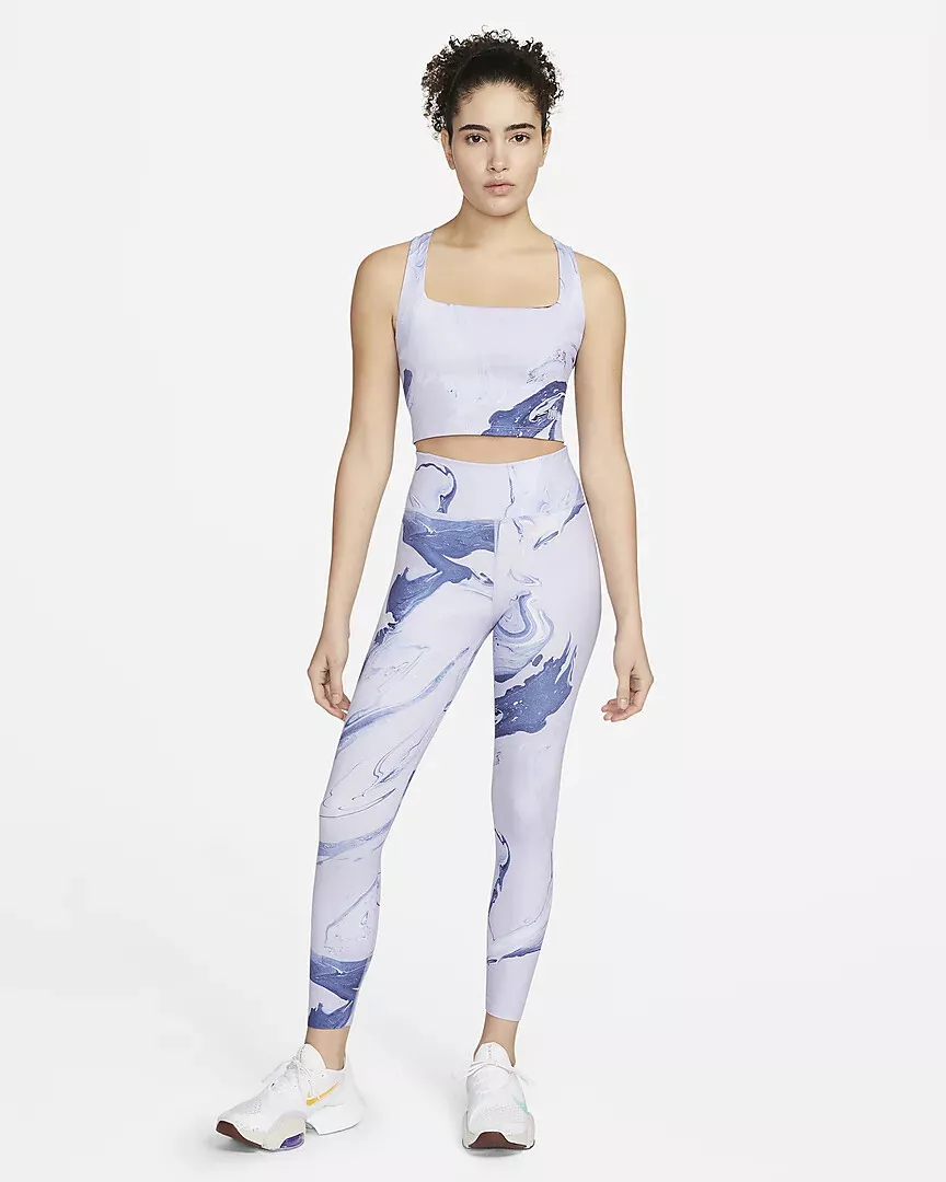 Women's Nike One Luxe Aurora Mid-Rise 7/8 Marbled Leggings Printed