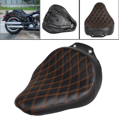Front Driver Rider Solo Seat Orange Line Fit For Harley Fat Boy EFI FLSTFI FLSTF - Picture 6 of 14