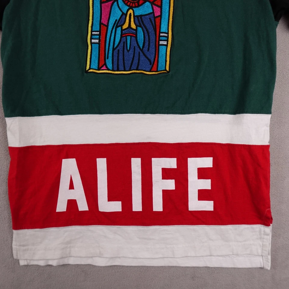 ALIFE Shirt Mens M Green Short Sleeve Stained Glass 158 Streetwear Jersey - Image 4 of 4