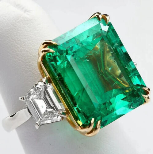 Anillo para mujer corte cojín verde creado en laboratorio esmeralda con diseño simple - Imagen 2 de 8