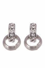 NEW FOSSIL SILVER TONE,CRYSTAL,PAVE,GLITZ,OPEN LOOP STUD EARRINGS JOA00269998