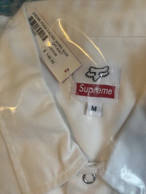 Supreme Honda Fox Racing Work Shirt White Medium In-Hand HRC Dirt