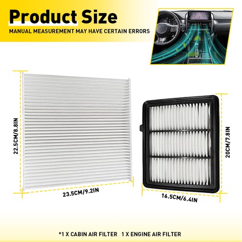 Fit 2018-2021 Honda Accord 1.5L Turbo Combo only Set Engine Cabin Air Filter - Picture 3 of 14