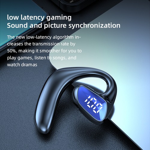 Bluetooth Headset With Power Display Business Sports Earpiece Mic for Cellphones - 第 7/14 張圖片