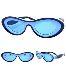 Futuristic Modern Contemporary Retro Party Club Raver DJ SUN GLASSES Blue Frame