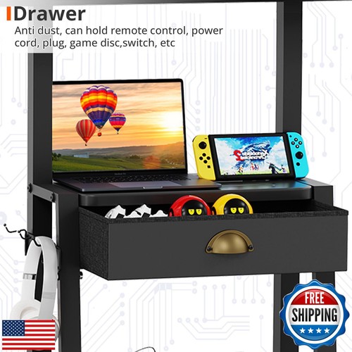 Mobile TV Cart with Drawer,for 23-75 inch Flat/Curved Screen Up to 120lbs,Adj - Picture 2 of 5