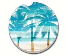 BEACHSCAPE, PALM TREES,BEACH 1 Absorbent Auto Car Stone Coaster for Cup Holders