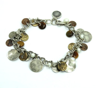 Modernist SILPADA Sterling Silver Brass Copper TIGER'S EYE