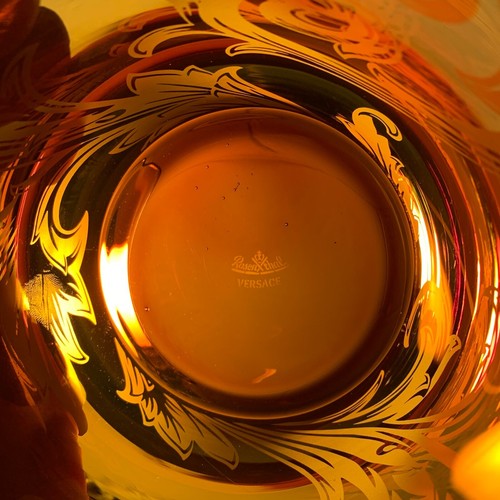 Rosenthal Versace Crystal Arabesque 7" Tapered Amber Floral Vase - Excellent - Picture 6 of 11